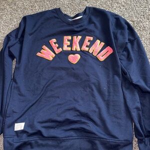 Simply Southern Navy Sweatshirt with Pink Weekend Design